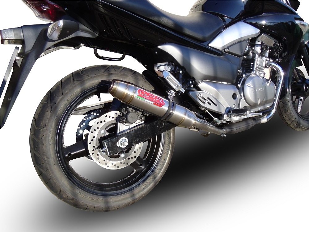 GPR exhaust compatible with  Suzuki Gw 250 F Inazuma 2012-2017, Deeptone Inox, Dual Homologated legal slip-on exhaust including removable db killers and link pipes 