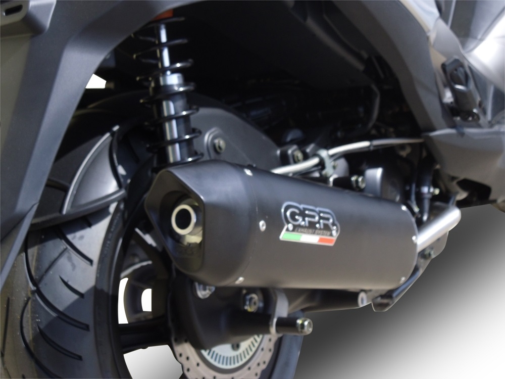 GPR exhaust compatible with  Hyosung Comet 650 Gt - R 2004-2016, Furore Nero, Homologated legal bolt-on silencer including removable db killer 