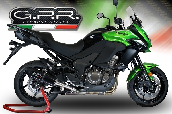 GPR exhaust compatible with  Kawasaki Versys 1000 I.E. 2011-2013, Furore Nero, Homologated legal slip-on exhaust including removable db killer and link pipe 