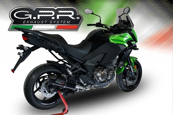 GPR exhaust compatible with  Kawasaki Versys 1000 I.E. 2011-2013, Furore Nero, Homologated legal slip-on exhaust including removable db killer and link pipe 