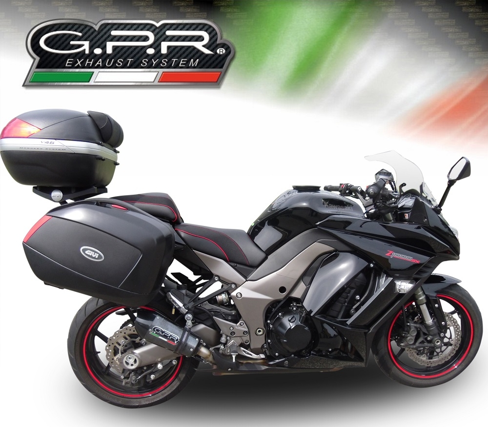 GPR exhaust compatible with  Kawasaki Z 1000 Sx 2017-2020, GP Evo4 Poppy, Dual Homologated legal slip-on exhaust including removable db killers and link pipes 