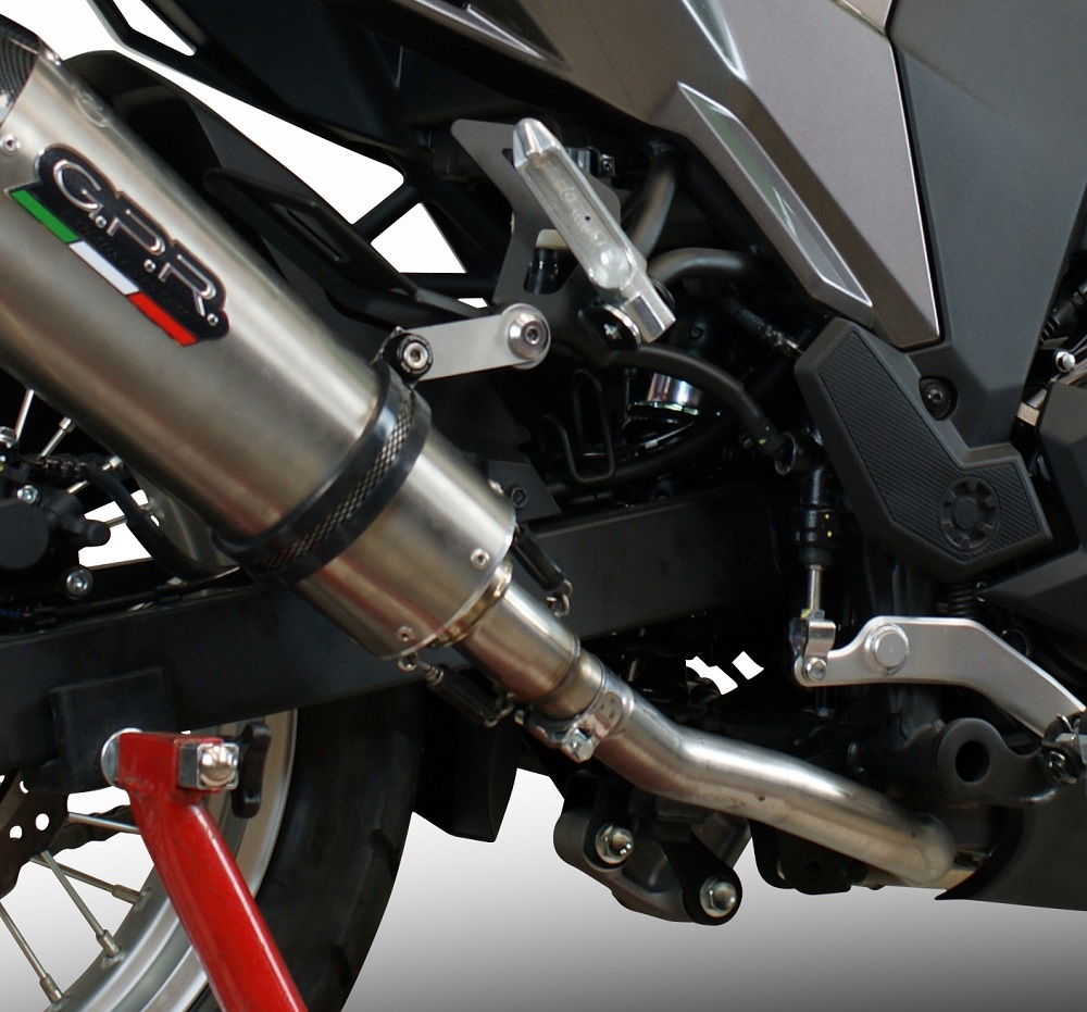 GPR exhaust compatible with  Kawasaki Versys-X 250 2017-2020, Gpe Ann. Titanium, Slip-on exhaust legal for UK and non-EU markets including link pipe and removable db killer 