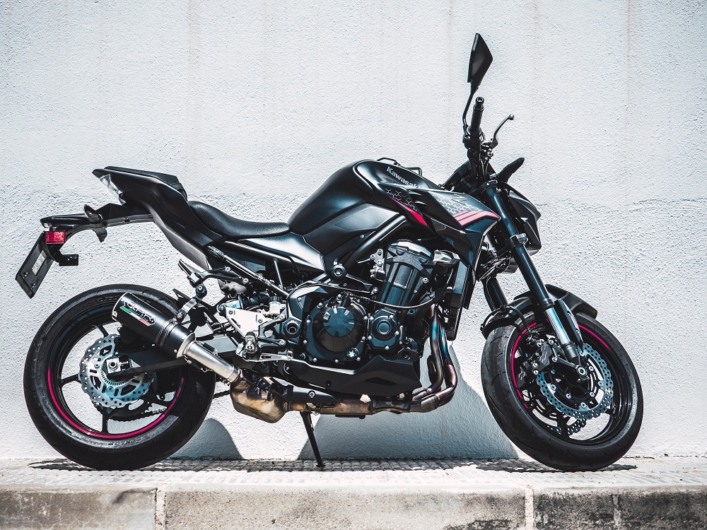 GPR exhaust compatible with  Kawasaki Z 900 E 2017-2020, M3 Black Titanium, Homologated legal slip-on exhaust including removable db killer and link pipe 