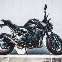 GPR exhaust compatible with  Kawasaki Z 900 E 2017-2020, M3 Black Titanium, Homologated legal slip-on exhaust including removable db killer and link pipe 