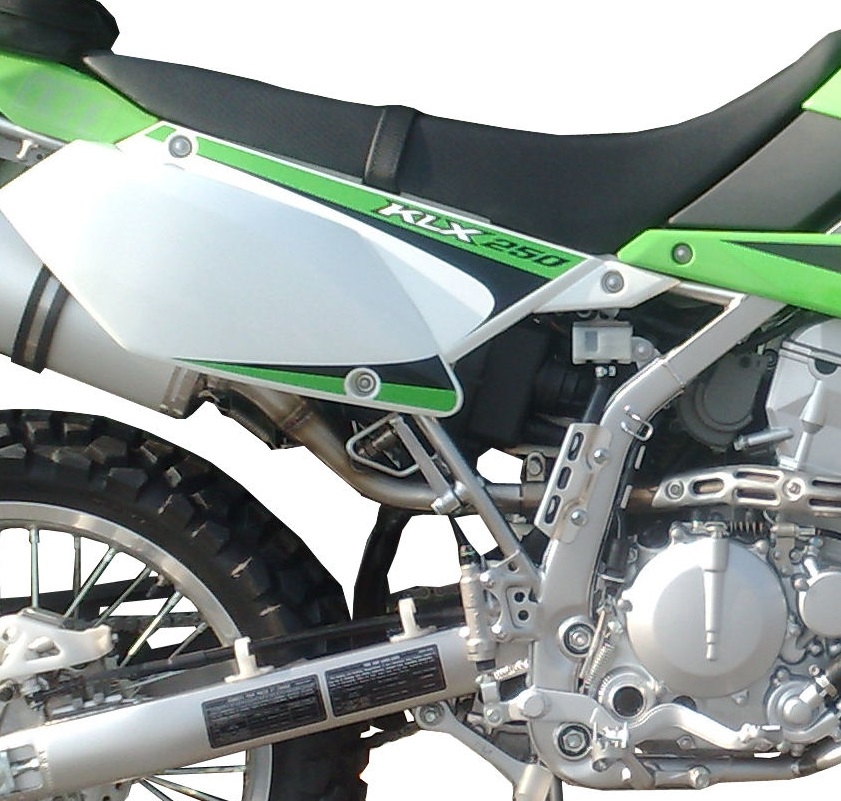 GPR exhaust compatible with  Kawasaki KLX 250 S 2009-2017, Gpe Ann. Poppy, Homologated legal slip-on exhaust including removable db killer and link pipe 