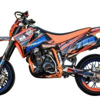 GPR exhaust compatible with  Ktm Lc4 640 Enduro - Adventure - Supermoto 2003-2006, Furore Nero, Homologated legal slip-on exhaust including removable db killer and link pipe 