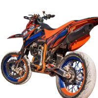 GPR exhaust compatible with  Ktm Lc4 640 Enduro - Adventure - Supermoto 2003-2006, Furore Nero, Homologated legal slip-on exhaust including removable db killer and link pipe 