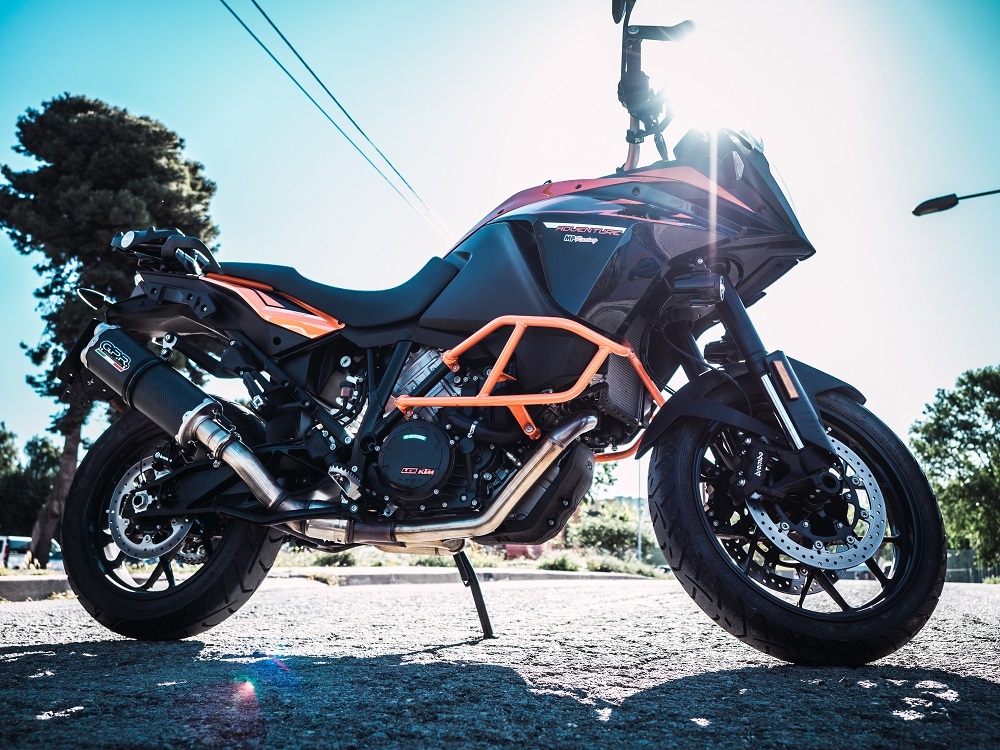 GPR exhaust compatible with  Ktm Lc 8 Adventure 1090 2017-2020, Dual Poppy, Homologated legal slip-on exhaust including removable db killer and link pipe 