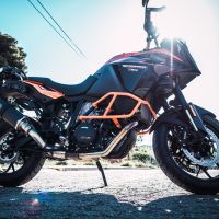 GPR exhaust compatible with  Ktm Lc 8 Adventure 1090 2017-2020, Dual Poppy, Homologated legal slip-on exhaust including removable db killer and link pipe 