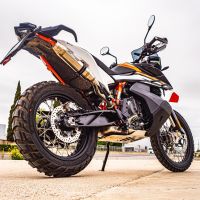 GPR exhaust compatible with  Ktm Adventure 890 2021-2024, Deeptone Inox, Homologated legal slip-on exhaust including removable db killer and link pipe 