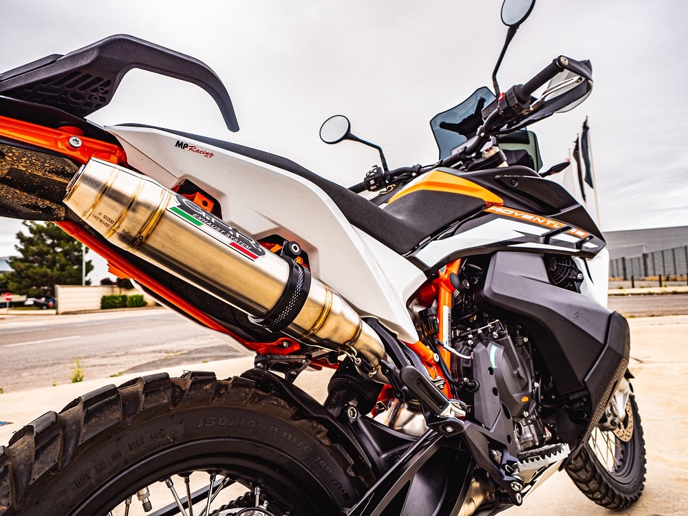 GPR exhaust compatible with  Ktm Adventure 890 2021-2024, Deeptone Inox, Homologated legal slip-on exhaust including removable db killer and link pipe 