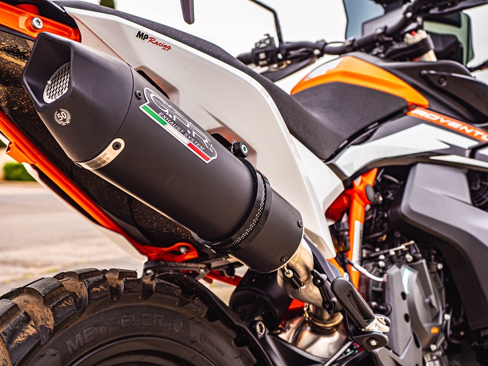 GPR exhaust compatible with  Ktm Duke 890 2021-2024, GP Evo4 Black Titanium, Homologated legal slip-on exhaust including removable db killer and link pipe 