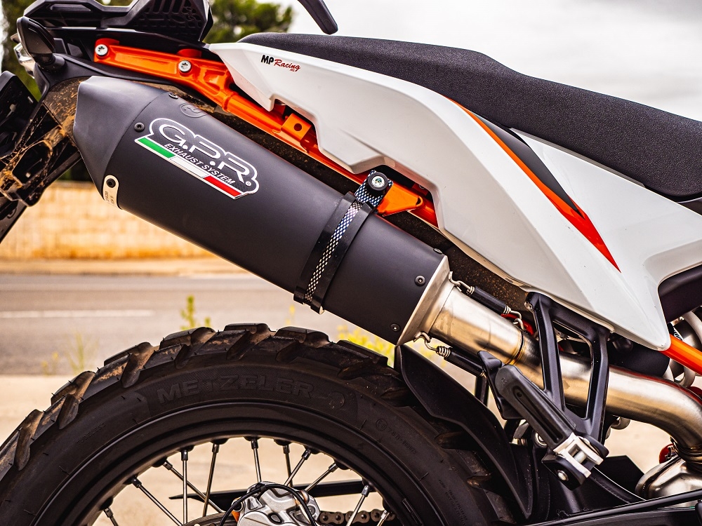 GPR exhaust compatible with  Ktm Duke 890 2021-2024, GP Evo4 Black Titanium, Homologated legal slip-on exhaust including removable db killer and link pipe 