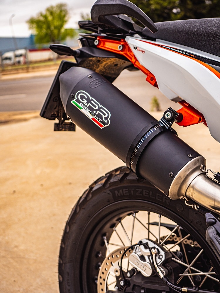 GPR exhaust compatible with  Ktm Duke 890 2021-2024, GP Evo4 Black Titanium, Homologated legal slip-on exhaust including removable db killer and link pipe 