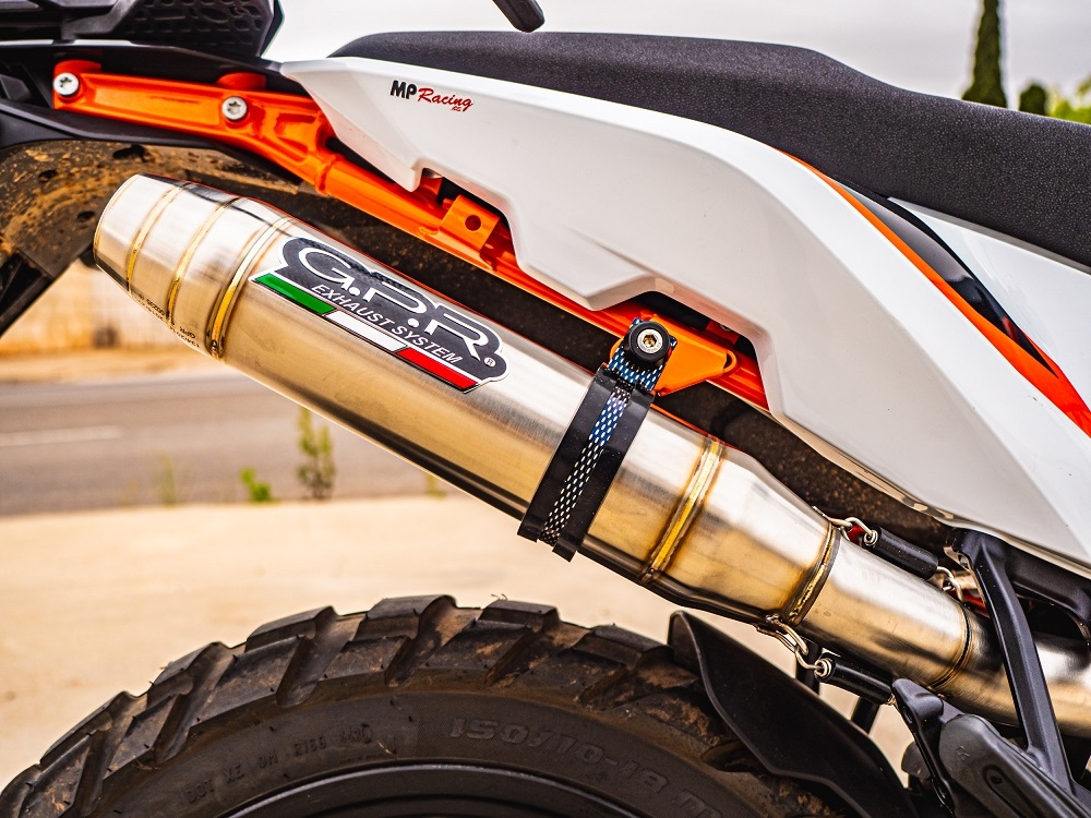 GPR exhaust compatible with  Ktm Adventure 890 2021-2024, Deeptone Inox, Homologated legal slip-on exhaust including removable db killer and link pipe 