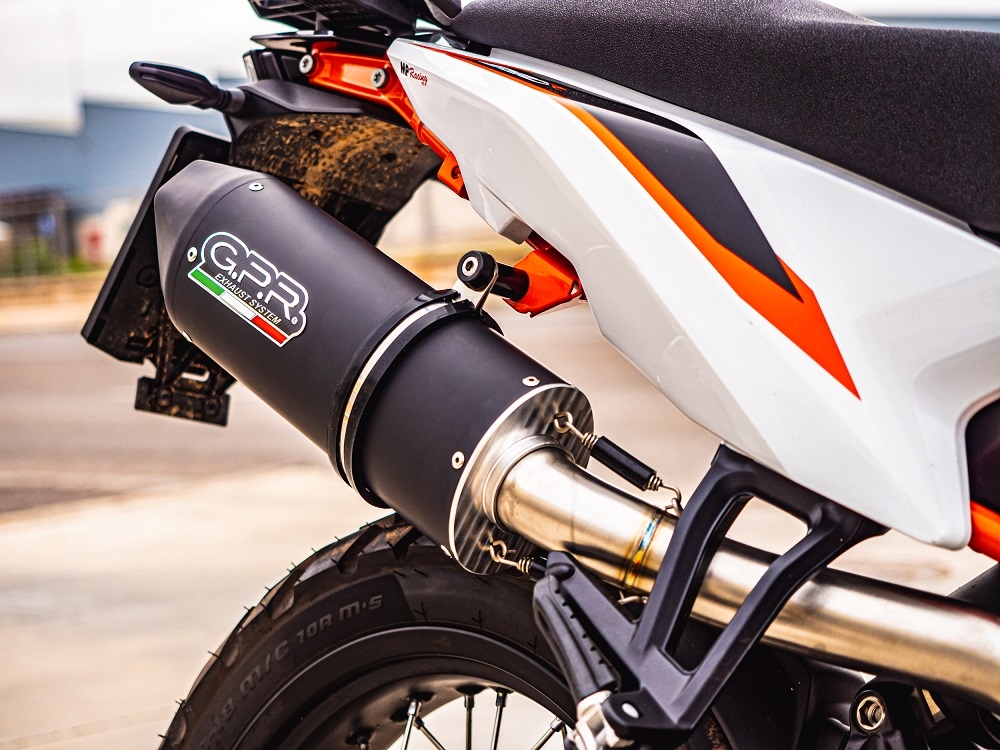 GPR exhaust compatible with  Ktm Duke 890 2021-2024, Furore Evo4 Nero, Homologated legal slip-on exhaust including removable db killer and link pipe 