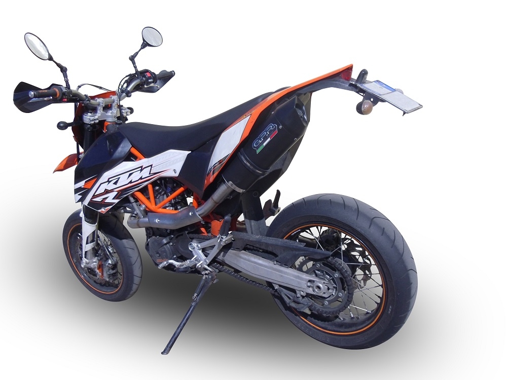 GPR exhaust compatible with  Ktm Enduro 690 R  2007-2016, Furore Nero, Homologated legal full system exhaust, including removable db killer 