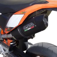 GPR exhaust compatible with  Ktm Enduro 690 R  2007-2016, Furore Nero, Homologated legal slip-on exhaust including removable db killer and link pipe 