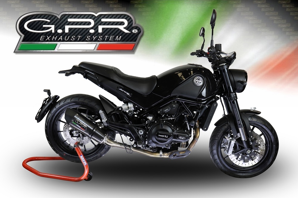 GPR exhaust compatible with  Benelli Leoncino 500 Trail 2017-2024, Gpe Ann. Poppy, Homologated legal slip-on exhaust including removable db killer and link pipe 