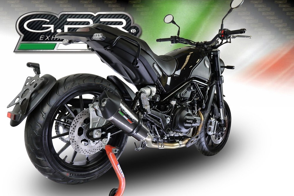 GPR exhaust compatible with  Benelli Leoncino 500 Trail 2017-2024, Gpe Ann. Poppy, Homologated legal slip-on exhaust including removable db killer and link pipe 