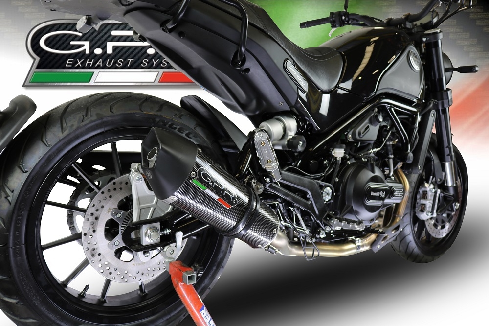 GPR exhaust compatible with  Benelli Leoncino 500 Trail 2017-2024, Gpe Ann. Poppy, Homologated legal slip-on exhaust including removable db killer and link pipe 