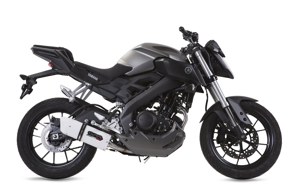 GPR exhaust compatible with  Yamaha Mt 125 2014-2016, Albus Ceramic, Homologated legal full system exhaust, including removable db killer and catalyst 