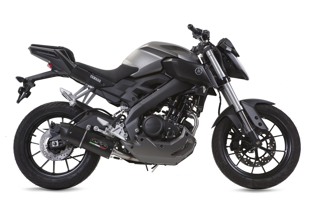 GPR exhaust compatible with  Yamaha Mt 125 2014-2016, Furore Nero, Homologated legal full system exhaust, including removable db killer and catalyst 