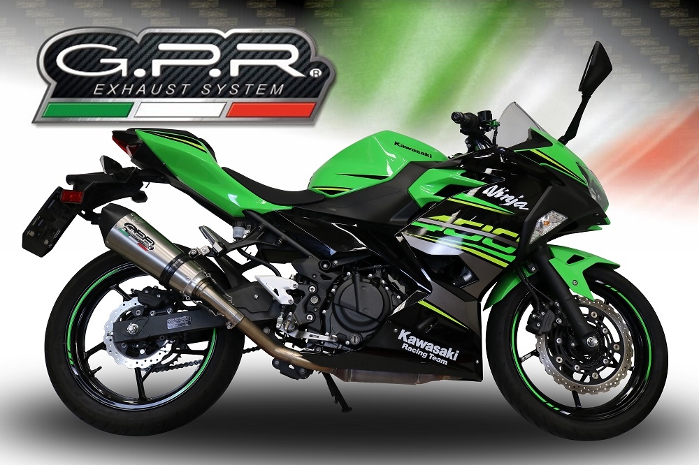 GPR exhaust compatible with  Kawasaki Z 400 2018-2022, GP Evo4 Titanium, Homologated legal slip-on exhaust including removable db killer and link pipe 