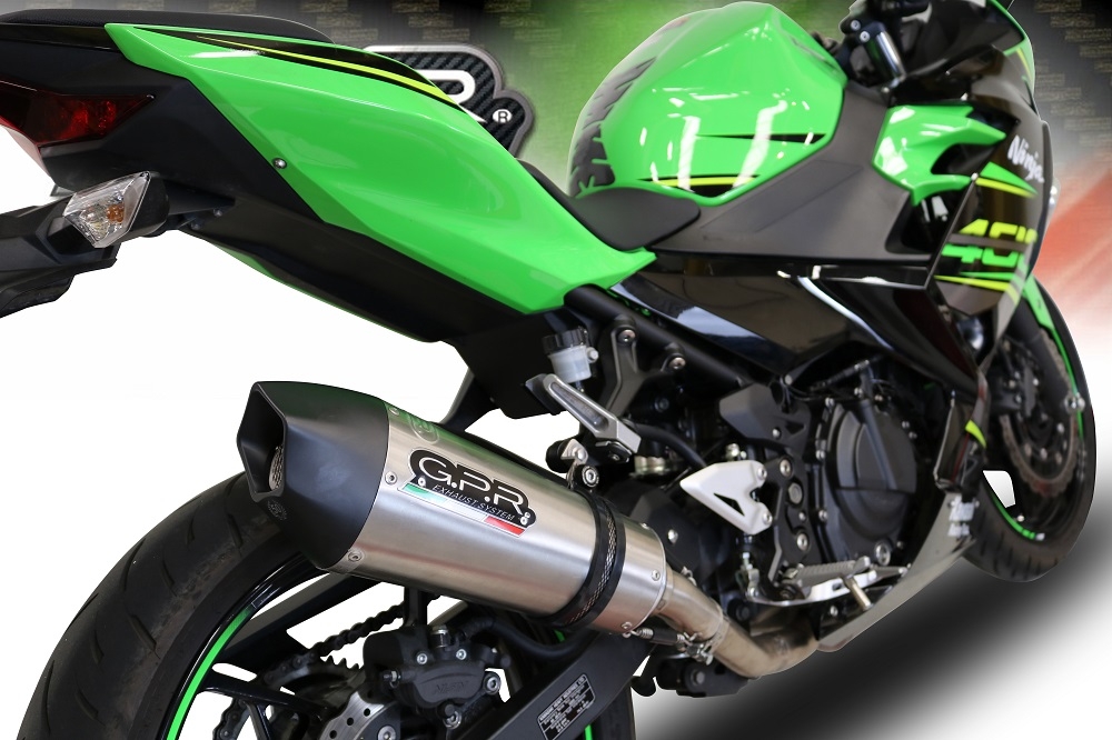 GPR exhaust compatible with  Kawasaki Z 400 2018-2022, GP Evo4 Titanium, Homologated legal slip-on exhaust including removable db killer and link pipe 