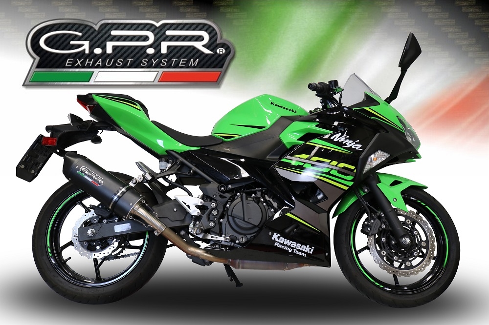 GPR exhaust compatible with  Kawasaki Ninja 400 2018-2022, Furore Evo4 Nero, Homologated legal slip-on exhaust including removable db killer and link pipe 