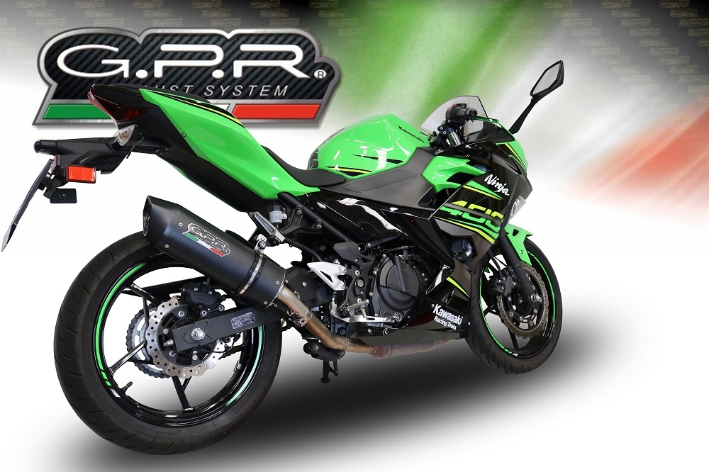 GPR exhaust compatible with  Kawasaki Ninja 400 2018-2022, Furore Evo4 Nero, Homologated legal slip-on exhaust including removable db killer and link pipe 