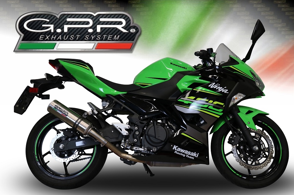 GPR exhaust compatible with  Kawasaki Ninja 400 2018-2022, M3 Inox , Homologated legal slip-on exhaust including removable db killer and link pipe 