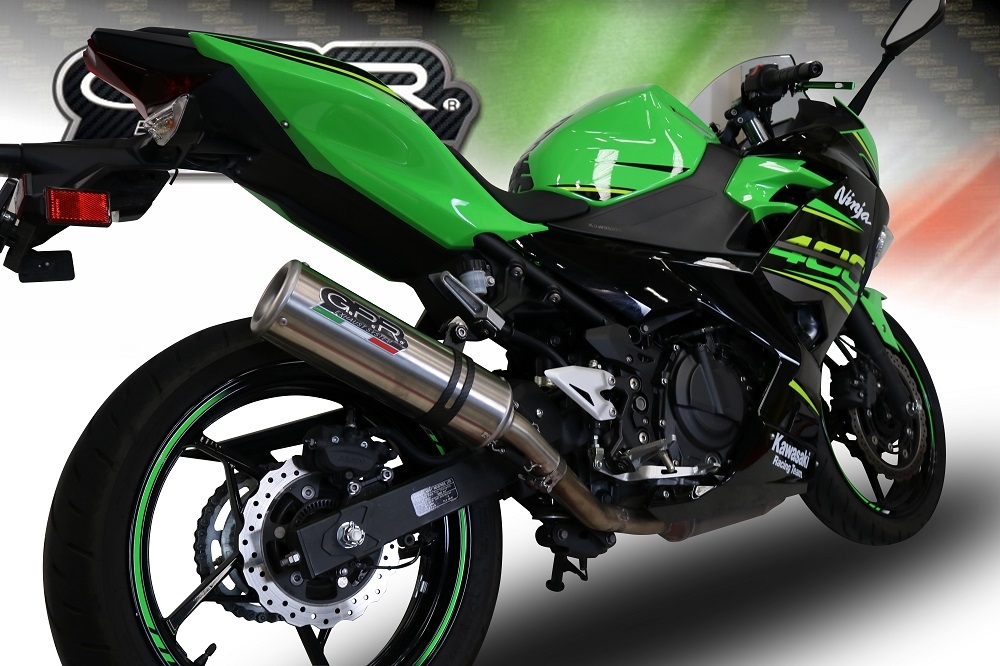 GPR exhaust compatible with  Kawasaki Ninja 400 2018-2022, M3 Inox , Homologated legal slip-on exhaust including removable db killer and link pipe 