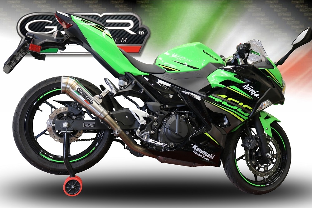 GPR exhaust compatible with  Kawasaki Ninja 400 2018-2022, Powercone Evo, Homologated legal slip-on exhaust including removable db killer and link pipe 