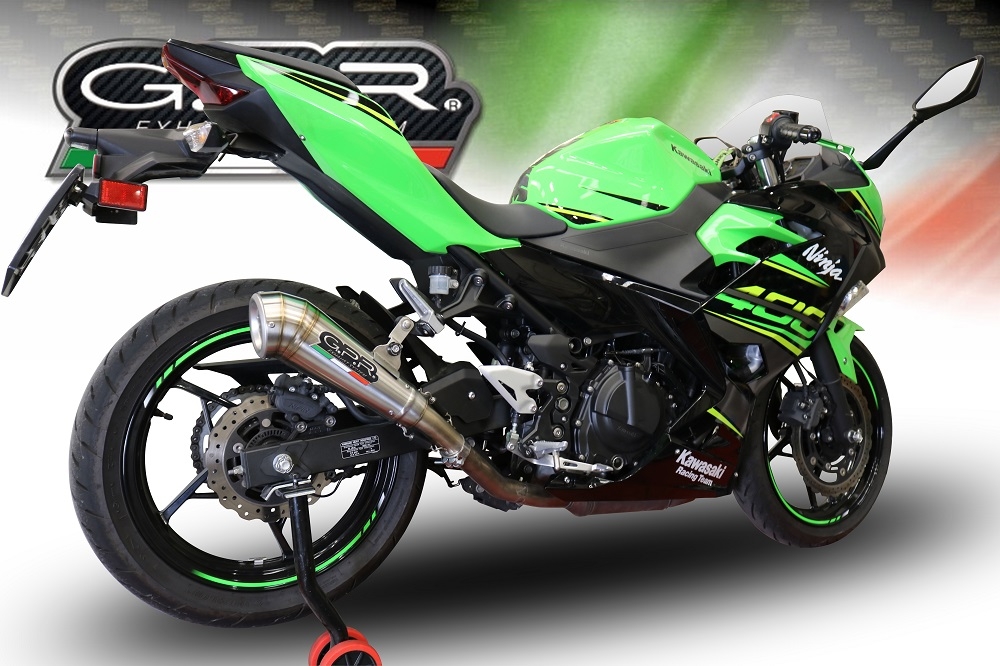 GPR exhaust compatible with  Kawasaki Ninja 400 2018-2022, Powercone Evo, Homologated legal slip-on exhaust including removable db killer and link pipe 