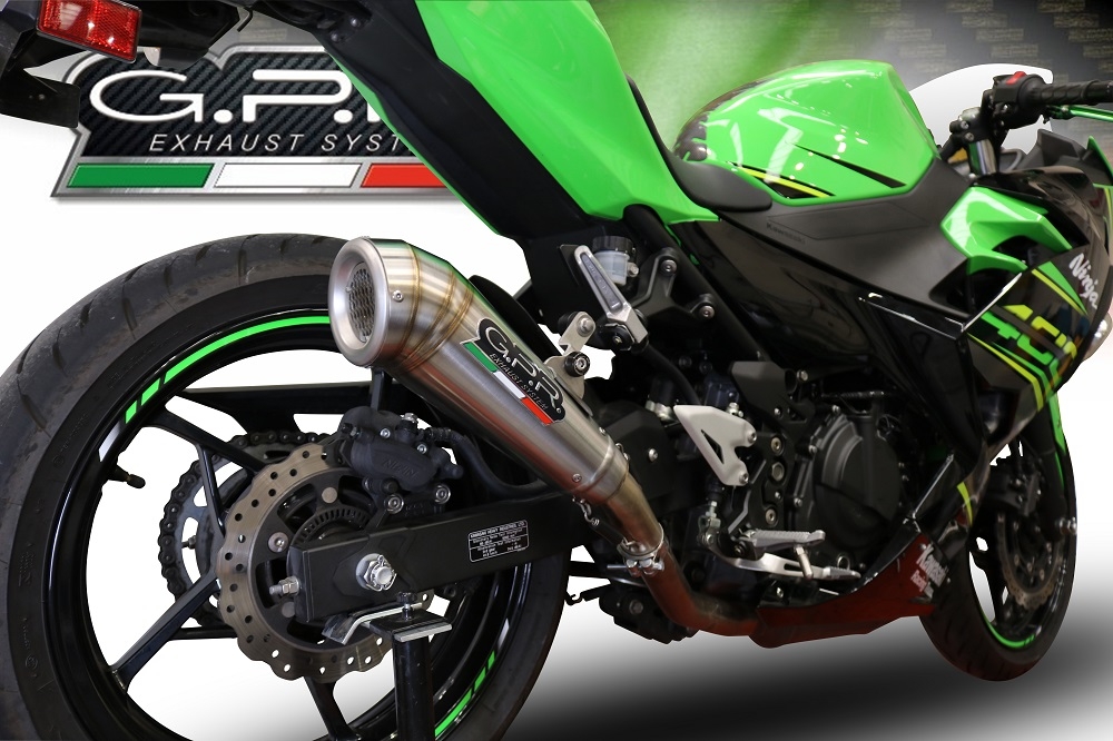 GPR exhaust compatible with  Kawasaki Ninja 400 2018-2022, Powercone Evo, Homologated legal slip-on exhaust including removable db killer and link pipe 