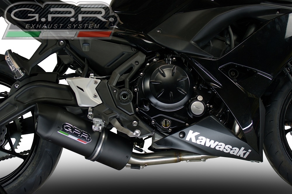 GPR exhaust compatible with  Kawasaki Ninja 650 2021-2022, Furore Nero, Homologated legal full system exhaust, including removable db killer and catalyst 