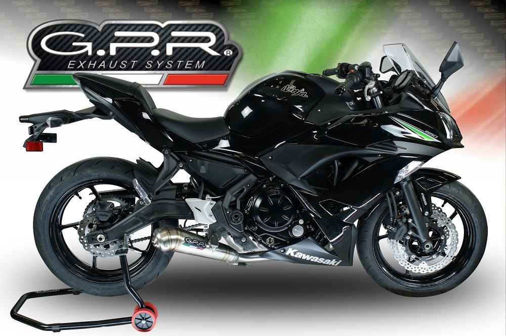 GPR exhaust compatible with  Kawasaki Ninja 650 2017-2020, Powercone Evo, full system exhaust legal for UK and non-EU countries including removable db killer 