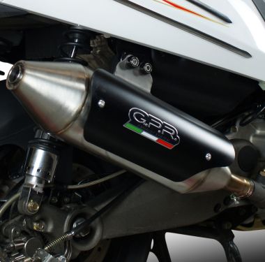 GPR exhaust compatible with  Kymco Myroad 700 2012-2016, Power Bomb, Homologated legal slip-on exhaust including removable db killer and link pipe 