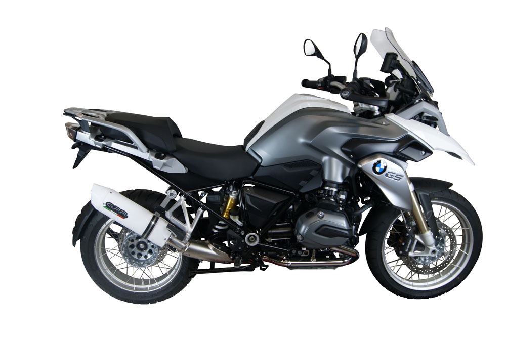 GPR exhaust compatible with  Bmw R 1200 Gs -Adventure 2014-2016, Albus Ceramic, Homologated legal slip-on exhaust including removable db killer and link pipe 