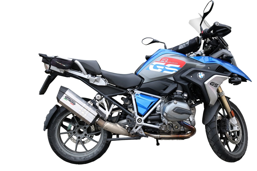 GPR exhaust compatible with  Bmw R 1200 Gs 2017-2018, Sonic Titanium, Homologated legal slip-on exhaust including removable db killer and link pipe 