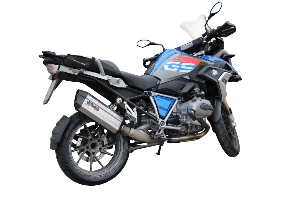 GPR exhaust compatible with  Bmw R 1200 Gs 2017-2018, Sonic Titanium, Homologated legal slip-on exhaust including removable db killer and link pipe 