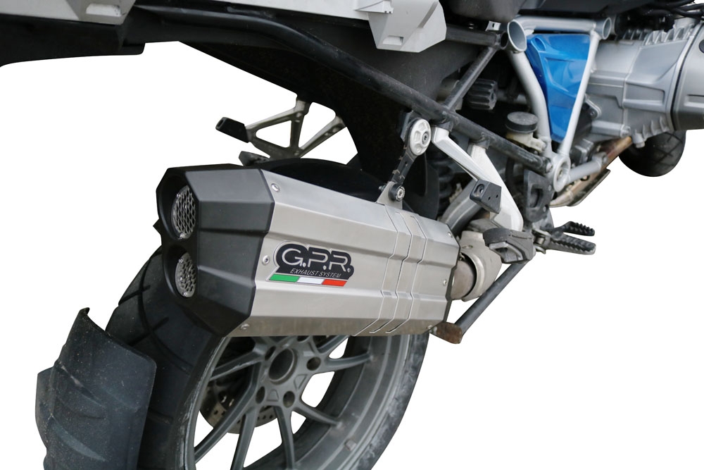 GPR exhaust compatible with  Bmw R 1200 Gs 2017-2018, Sonic Titanium, Homologated legal slip-on exhaust including removable db killer and link pipe 