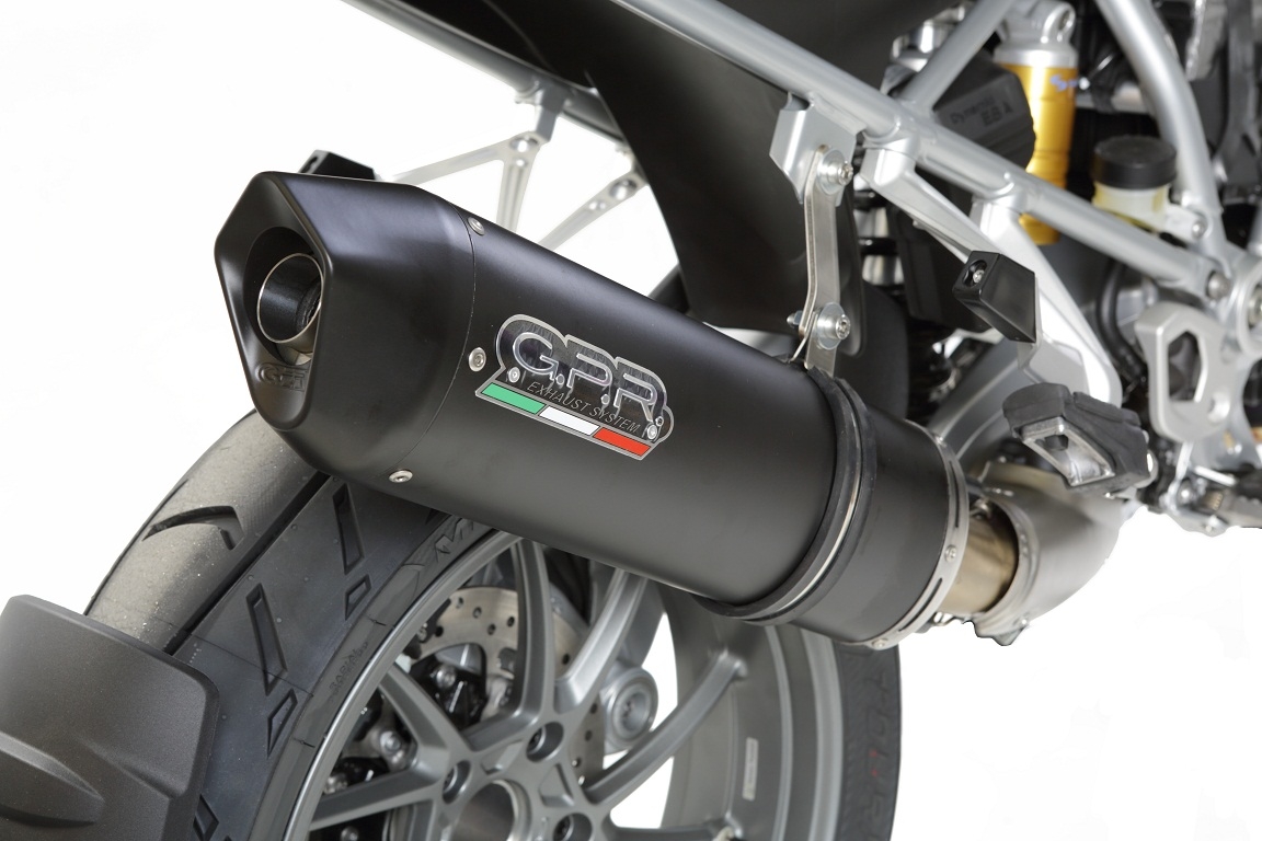 GPR exhaust compatible with  Bmw R 1200 Gs -Adventure 2013-2016, Furore Nero, Homologated legal slip-on exhaust including removable db killer and link pipe 