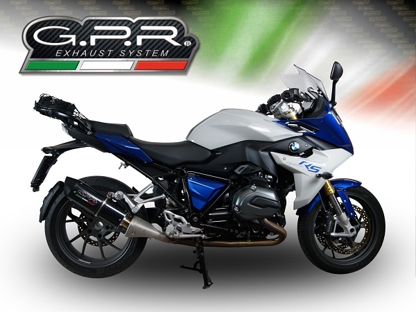 GPR exhaust compatible with  Bmw R 1200 Rs Lc 2015-2016, Furore Nero, Homologated legal slip-on exhaust including removable db killer and link pipe 