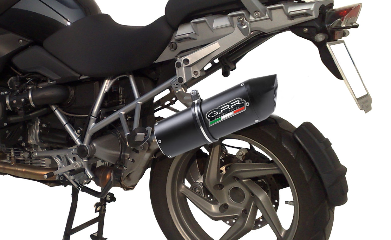 GPR exhaust compatible with  Bmw R 1200 Gs -Adventure 2013-2013, Albus Ceramic, Homologated legal full system exhaust, including removable db killer 