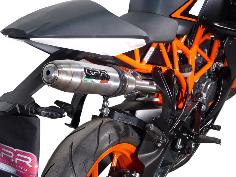 GPR exhaust compatible with  Ktm Rc 125 2014-2016, Deeptone Inox, Homologated legal slip-on exhaust including removable db killer and link pipe 