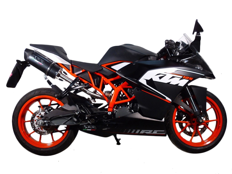 GPR exhaust compatible with  Ktm Rc 200 2014-2021, Furore Nero, Homologated legal slip-on exhaust including removable db killer, link pipe and catalyst 