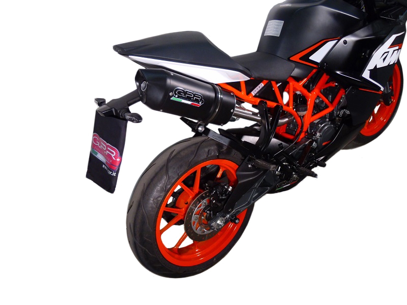 GPR exhaust compatible with  Ktm Rc 200 2014-2021, Furore Nero, Homologated legal slip-on exhaust including removable db killer, link pipe and catalyst 