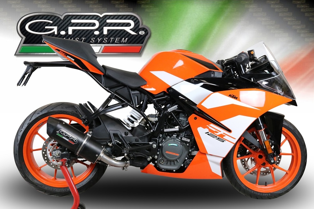 GPR exhaust compatible with  Ktm Rc 390 2017-2020, Furore Evo4 Nero, Homologated legal slip-on exhaust including removable db killer and link pipe 